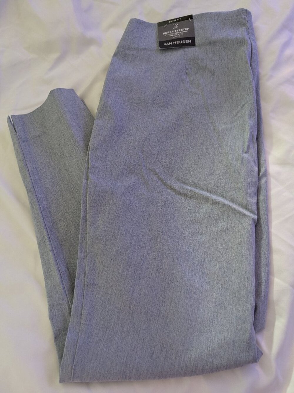 Van Heusen Super Stretch Pull On Pants Slim Fit Tapered Leg Size 12 Short NEW!!